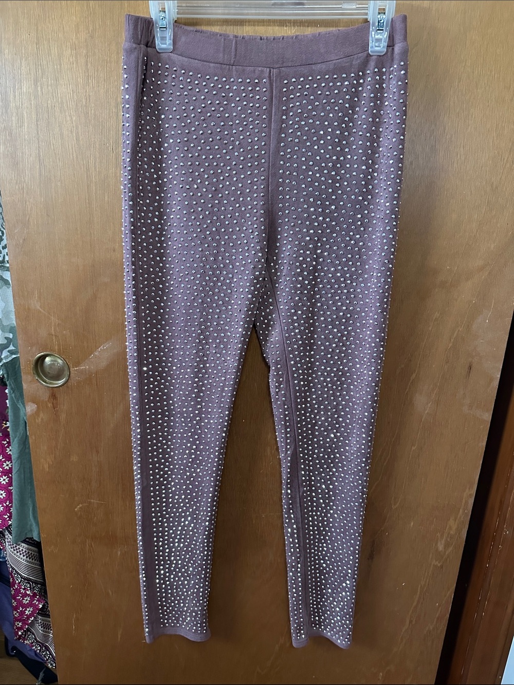 Fashion Nova Mauve-Brown Studded Knit Leggings